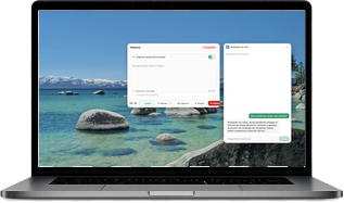 Notamos Capture grabando una reunión en macOS, con transcripción y asistente en vivo.