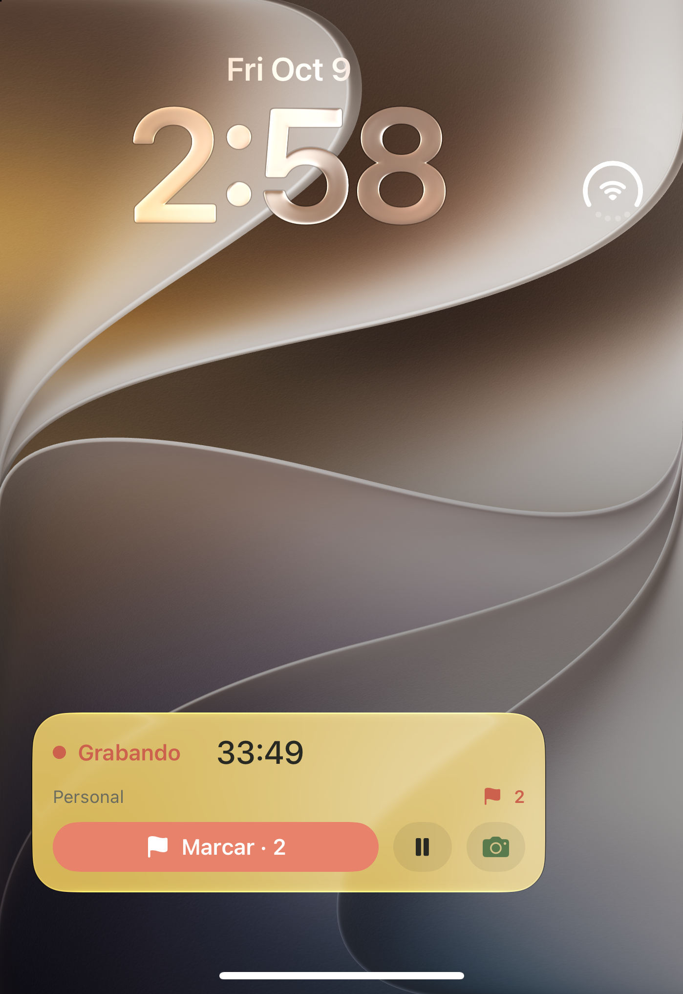 Pantalla exterior con cronómetro y controles de Notamos