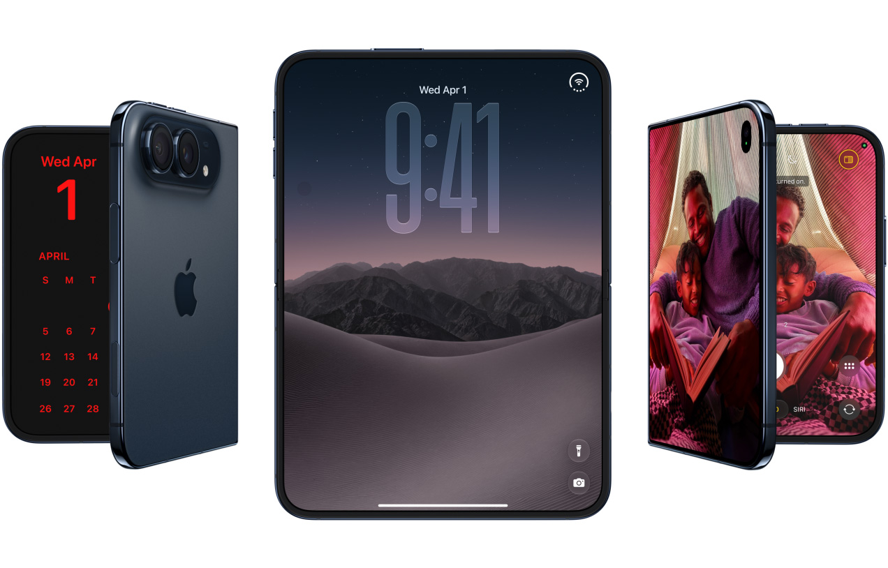 Imagen oficial de Apple del iPhone Duo abierto y cerrado